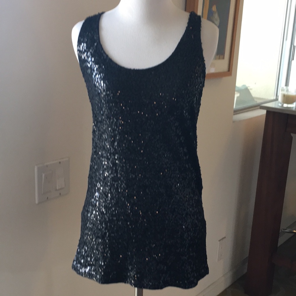J. Crew Black Sequence Tank Top Size S